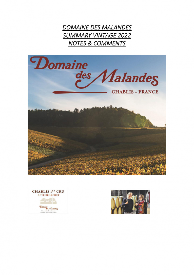 Download Domaine des Malandes 2022 Press Notes & comments